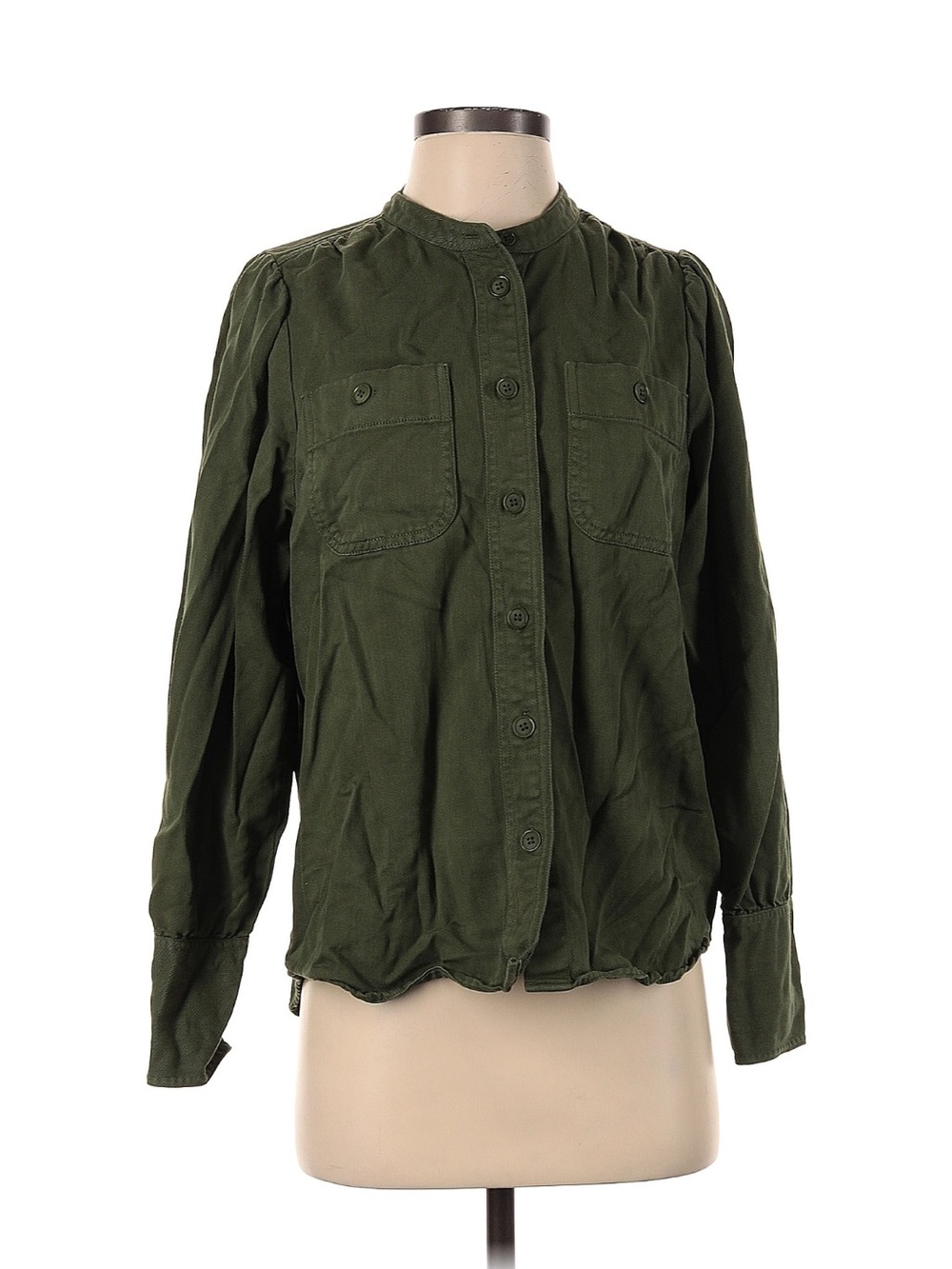 Olive Green Utility Button-Front Shirt Shacket EUC small Point Sur J.Crew